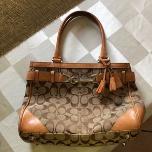 Coach Tan Leather Tassel Shoulder Satchel